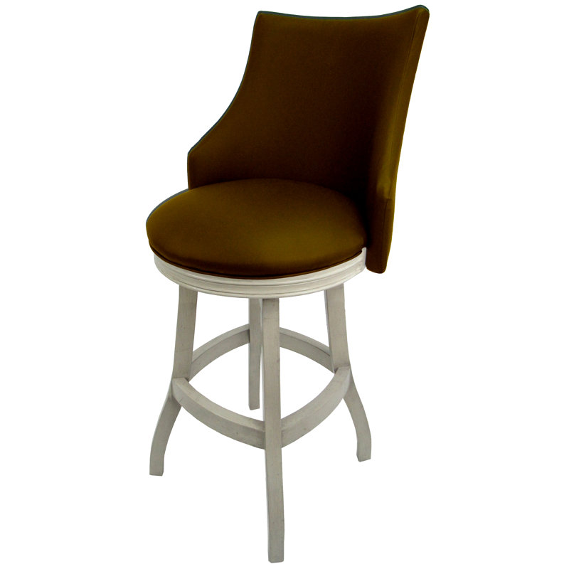 Tabouret pivotant en bois Ridfortore, Blanc antique, Brun, Tabouret de bar (assise de 30 po de hauteur)