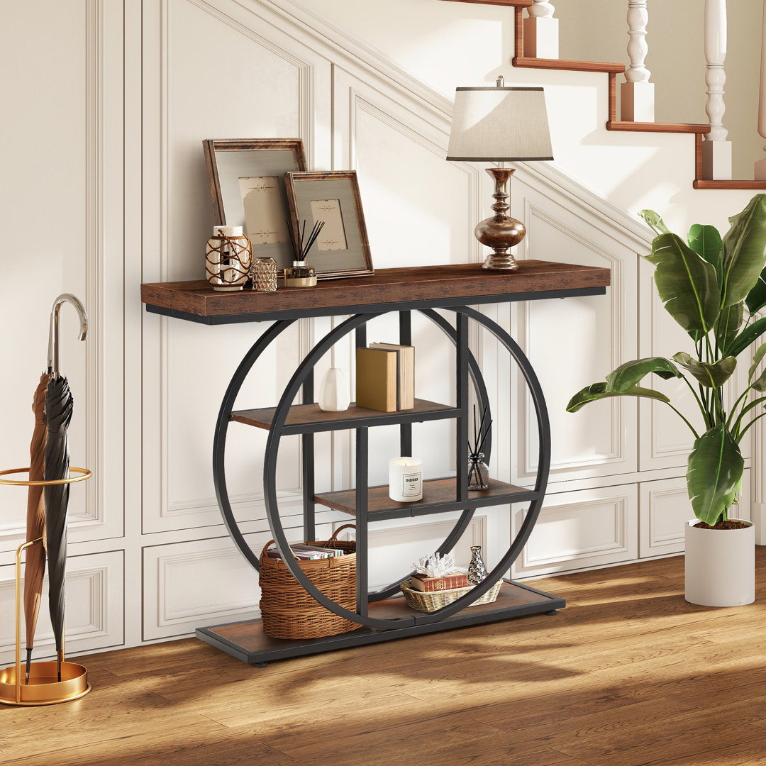 Console Tables For Entryway With 4 Tier Storage Shelves
