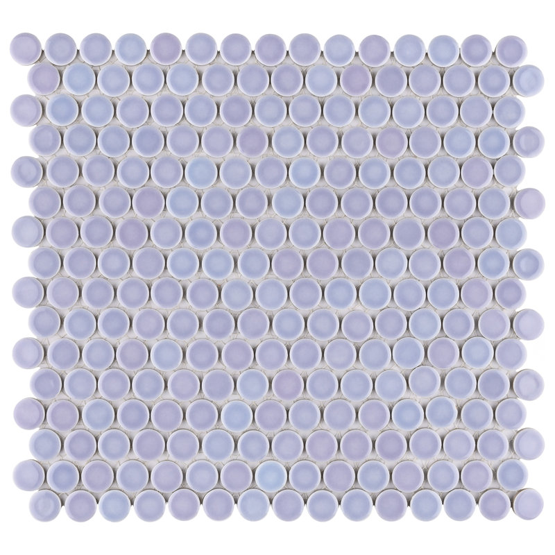 Hudson Penny Round 0.8" x 0.8" Porcelain Penny Round Mosaic Wall & Floor Tile, Purple/Blue
