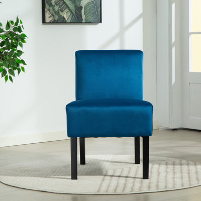 Valina Velvet Fabric Armless Accent Chair