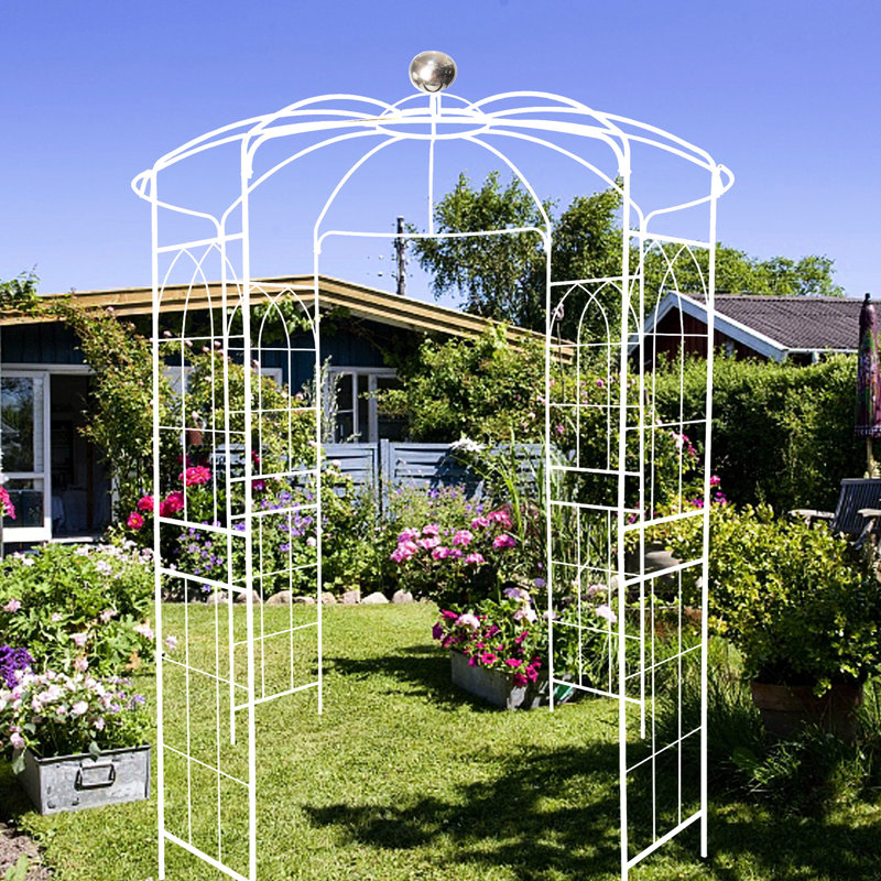 Pavillon de jardin crème blanc crème, 81,3 po x 114,2 po, pavillon de jardin, résistance au vent, arche de pavillon en métal facile à assembler, blanc, coupe-vent, prisme simple
