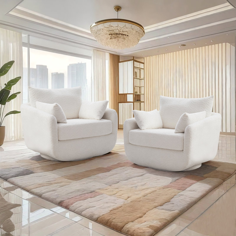 Fauteuil pivotant simple et confortable de 40 po de largeur Lazareth , Blanc