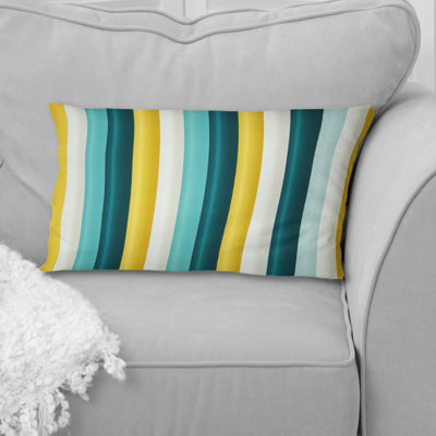 Coussin décoratif à rayures vertes et jaunes Harmony VI