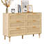 Commode 6 tiroirs en rotin naturel H 29,72 po x l 43,31 po x P 15,75 po