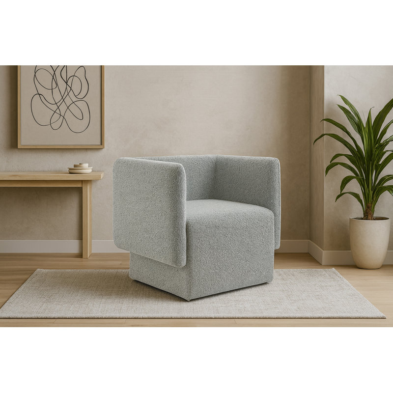 Alysun 31" W Boucle Fabric Armchair, Gray Boucle Fabric