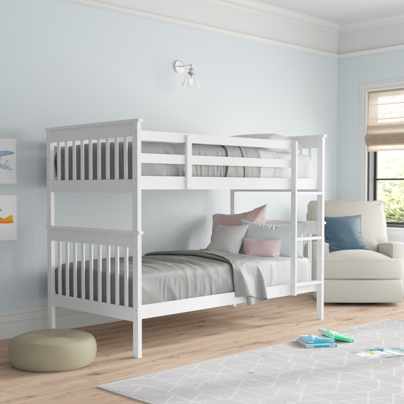 Abraham Kids Twin Over Twin Bunk Bed, White