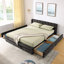 Grand lit plateforme tapissier avec rangement et rangement par RIDGEPOLE, gris foncé-1148542554