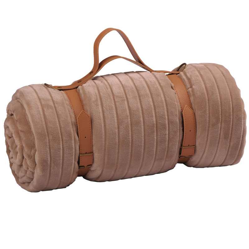 Jeté en flanelle et sherpa travel Cutout, Humus