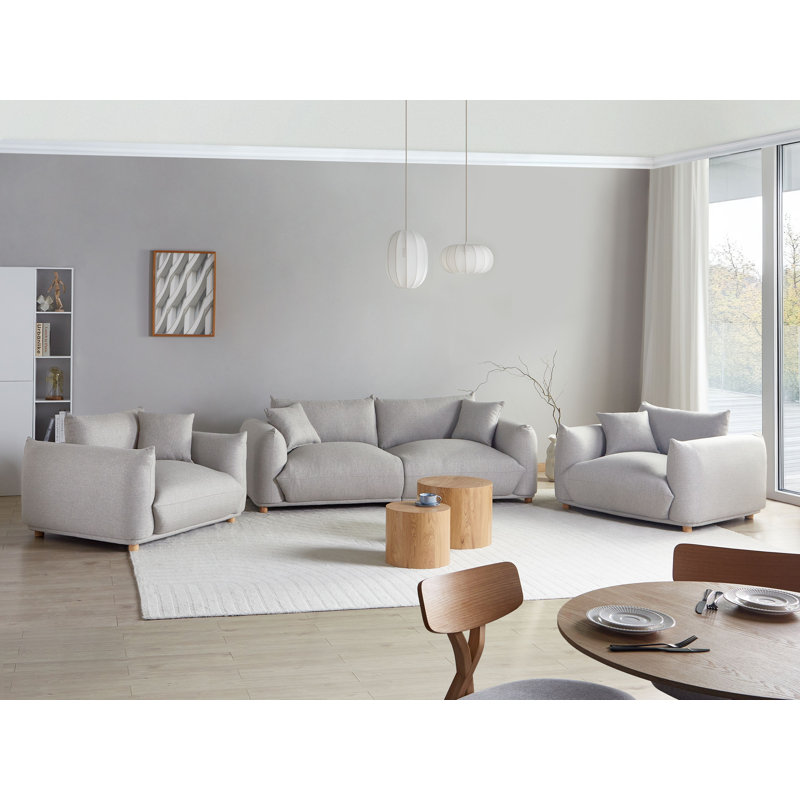 Living Room Set Alexias, Grey Polyester