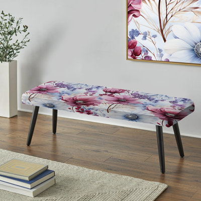Rose et mauve Wildflower Paradise - Banc rembourré floral noir