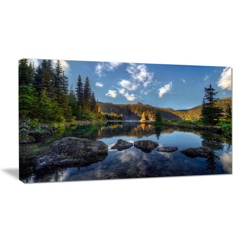 " Mountain Lake Surrounded By Trees ", 16" H x 32" W x 1" D