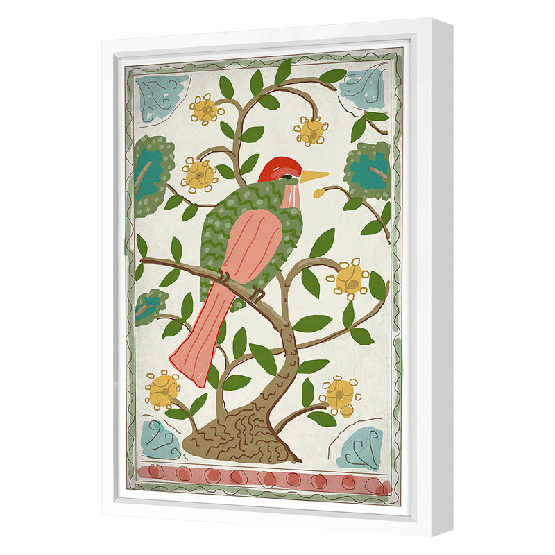 Pink Throated Thrush Print by Dana Gibson, White, 42" H x 28" W x 1.25" D