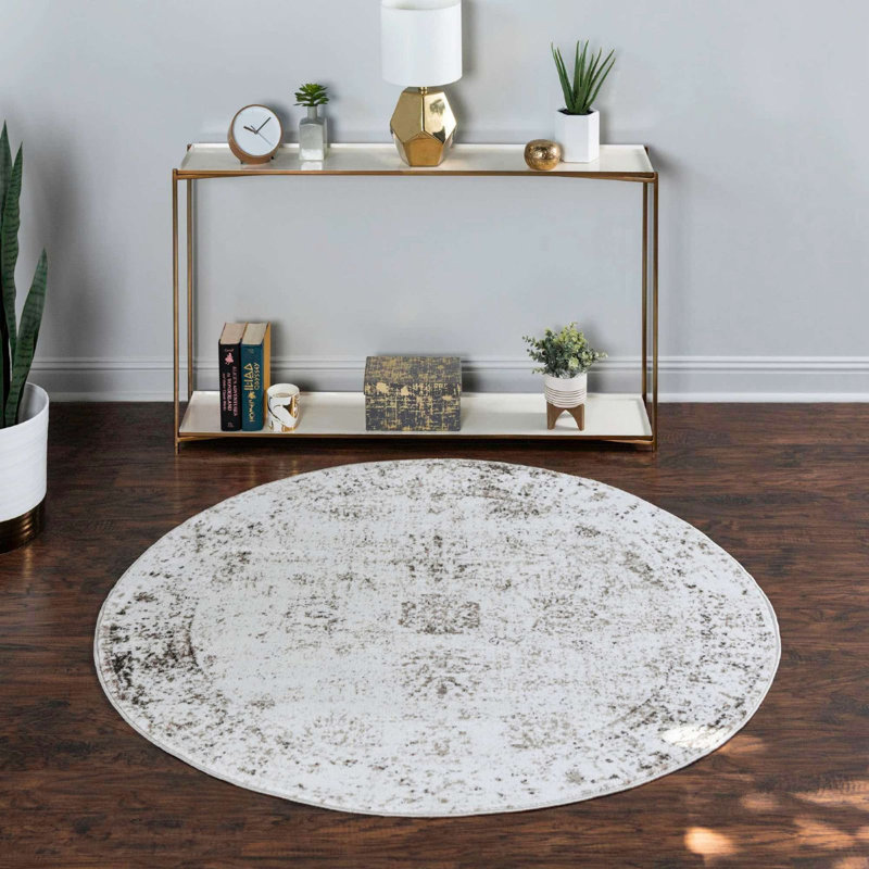 Tapis rond kaki Mangine Ikat, Rond 5 po