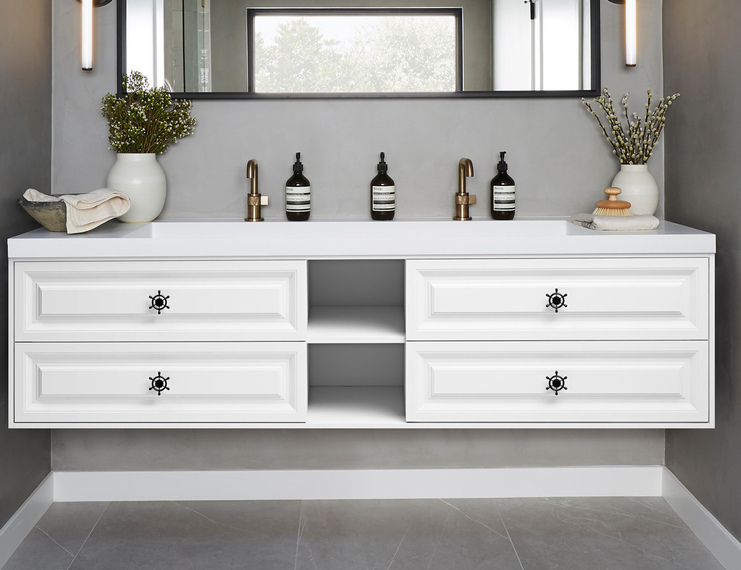 Interbath 84'' Wall Mounted Double Bathroom Vanity Base Only | Wayfair