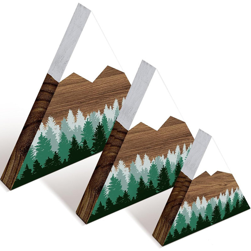 Plaque de montagne en bois - vert