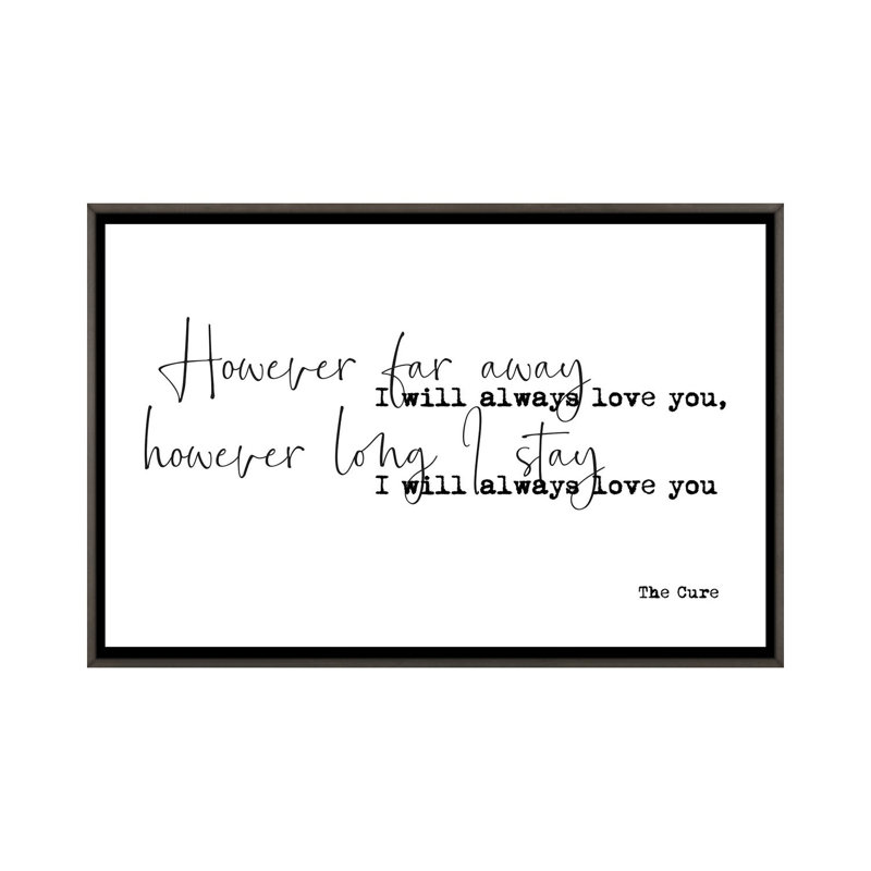 « Love Song »-impression d’art textuel, Pas de tapis, H 26 po x l 40 po x 1,5 po, Toile avec cadre gris