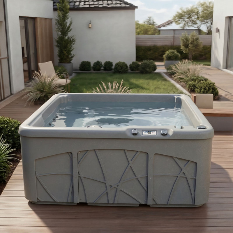 Lifesmart LS350DX 110 Volt 5-Person 28-Jet Rectangle Plug and Play Hot Tub, Taupe