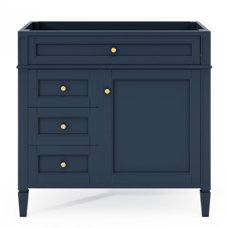 Base de meuble-lavabo simple 35 po seulement, Bleu, Or brossé