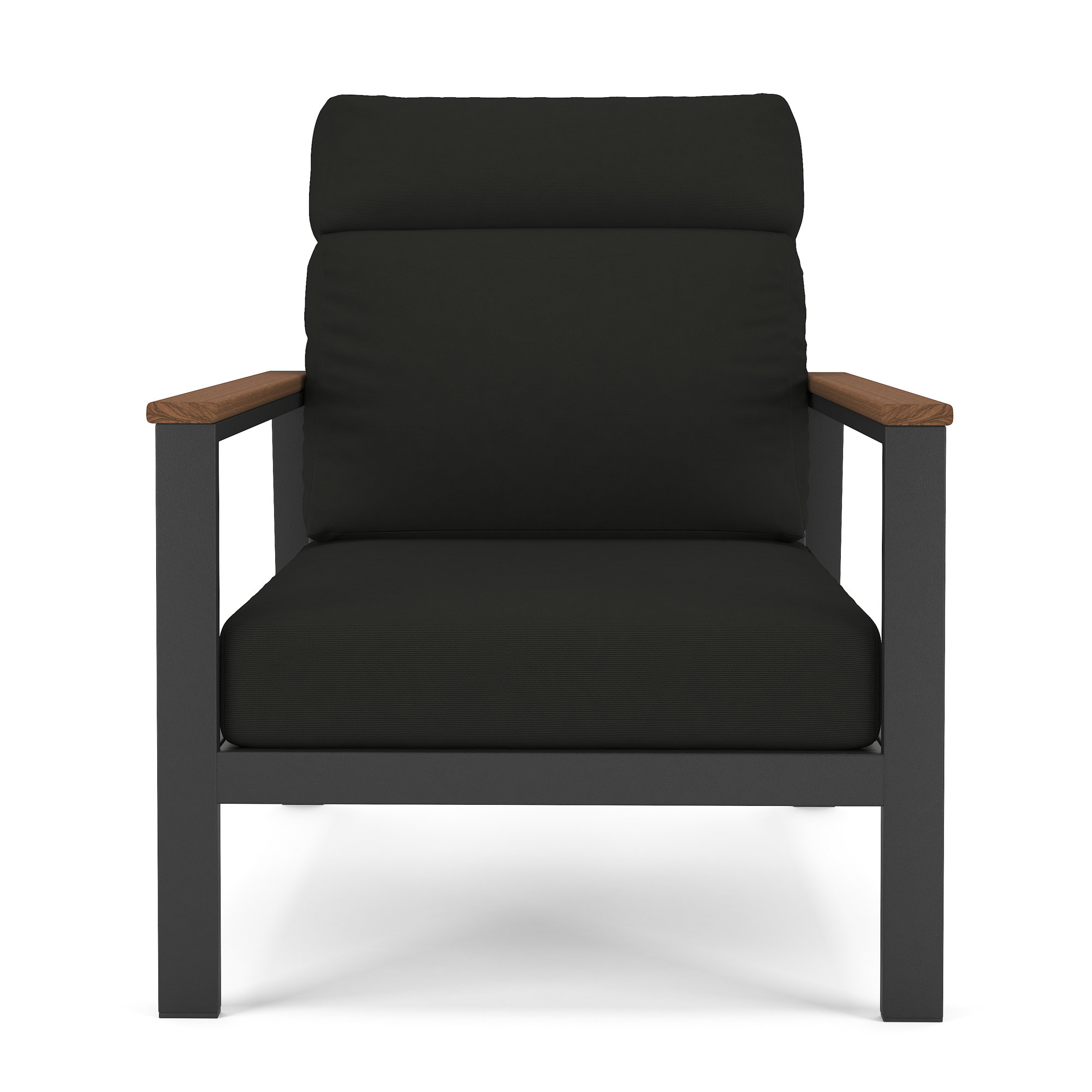 Townsend Metal Outdoor Lounge Club Chair With Sunbrella Cushion, Brown, Canvas Black
