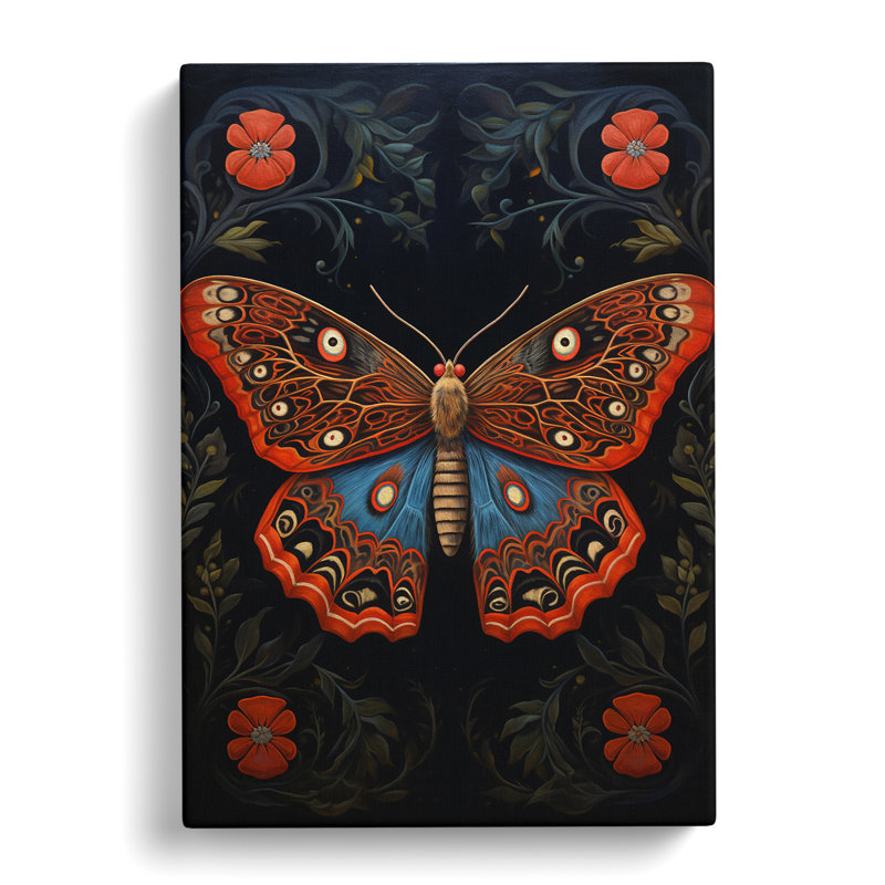 Moth Hard Edge - Wrapped Canvas, 50cm H x 35cm W x 3cm D