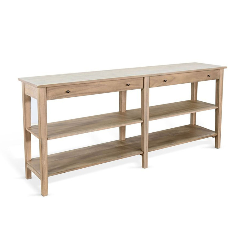 Console Meny, 71 po avec tablettes, bois massif brun, Brun blé
