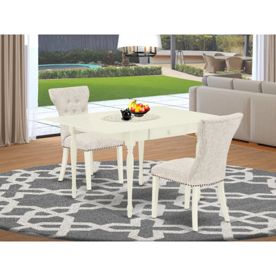 3-Piece Mahogany Finish Rectangular Solid Wood Top With Dropleaf Dining Table Set