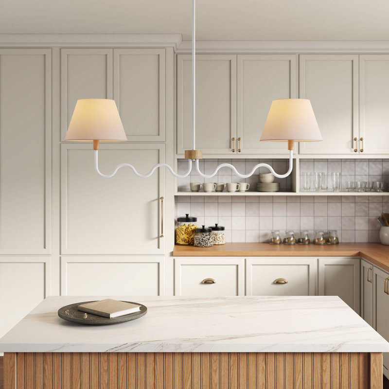 Sunlit Squiggle 2-Arm Pendant Light In Walnut Black, Natural/White