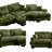 Oversize Modern L-Shape Sectional Sofa Two-Seater with Ottoman, Velvet Upholstery with Round Bolster Armrests, Includes Waist Pillow & Throw Pillows-1281197106