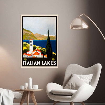 Vintage City Poster: Italian Lakes - Wrapped Canvas Print