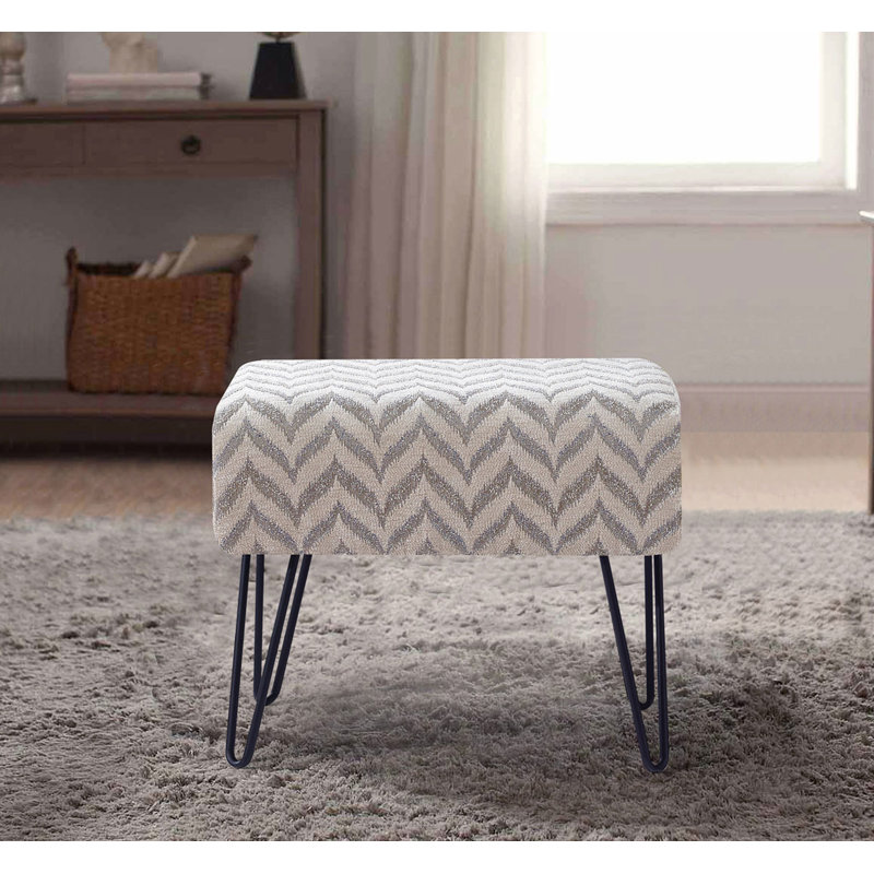 Hamel Upholstered Ottoman, Silver