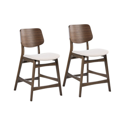 Upholstered Counter Stool with Solid Wood Frame