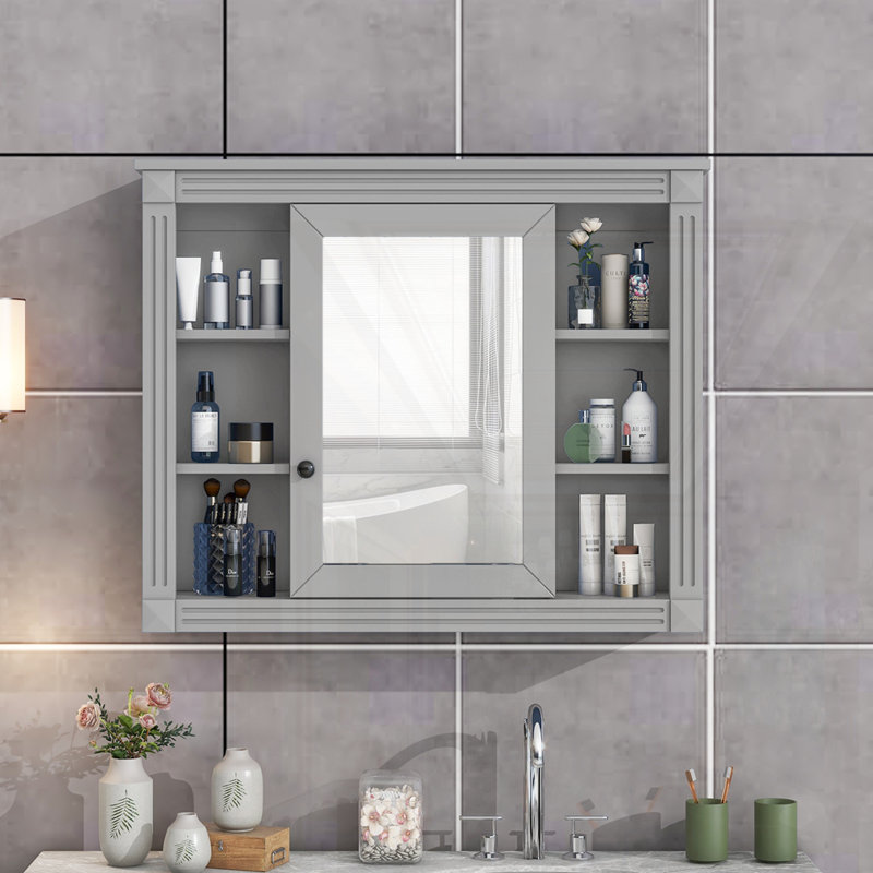 Armoire à pharmacie murale pour salle de bain, Gris