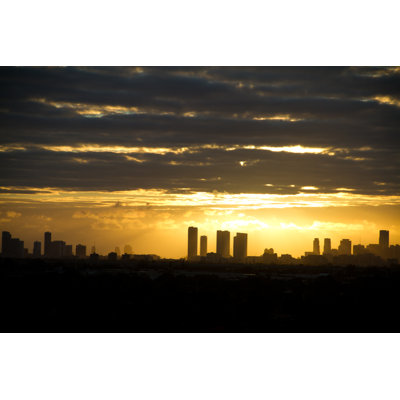 Sunrise In Miami City by ChristianHjortland - Wrapped Canvas Print