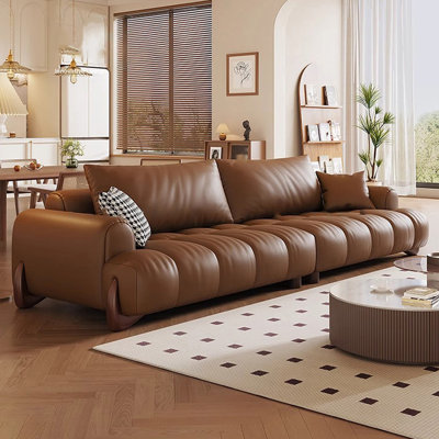 Brown Genuine Leather Modular Sofa