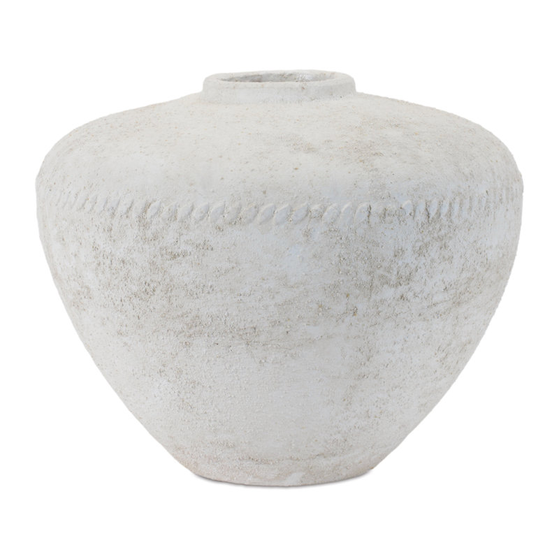 Distressed White Terra Cotta Vase 12.75"D
