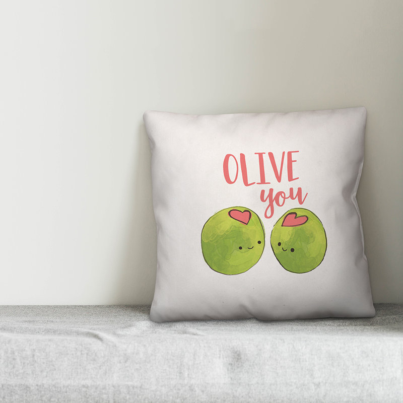  Coussin Olive, H 16 po x l 16 po