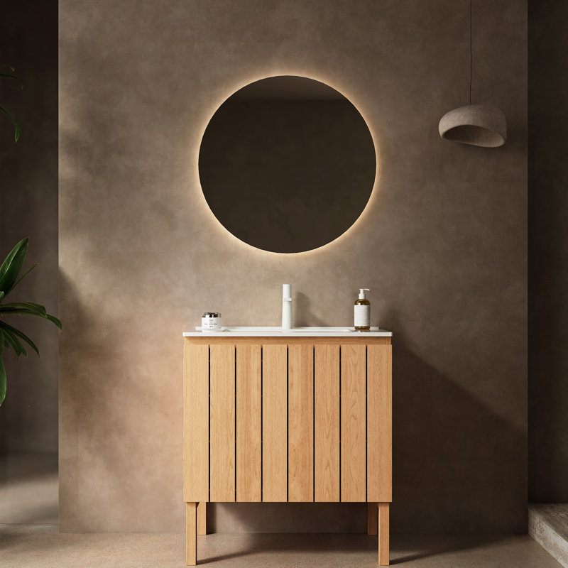 Meuble-lavabo moderne - vasque en céramique blanche 30 po et armoire de rangement autoportante avec supports