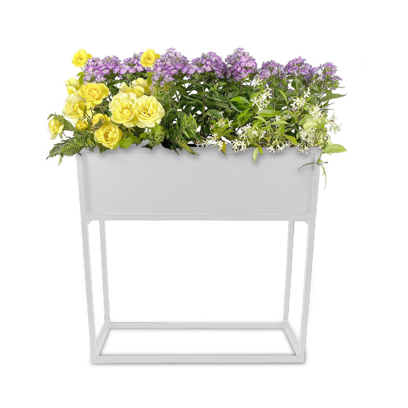 Pot à fleurs surélevé en métal Dekker, H 28 po x l 28 po x P 8 po, Blanc