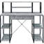 Bureau d'écriture noir et gris avec de nombreuses options de rangement - fonctionnel et élégant pour les espaces de bureau