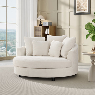 Modern Oversized Barrel Chair, 59.8" W Round Upholstered Club Chair With Pillows