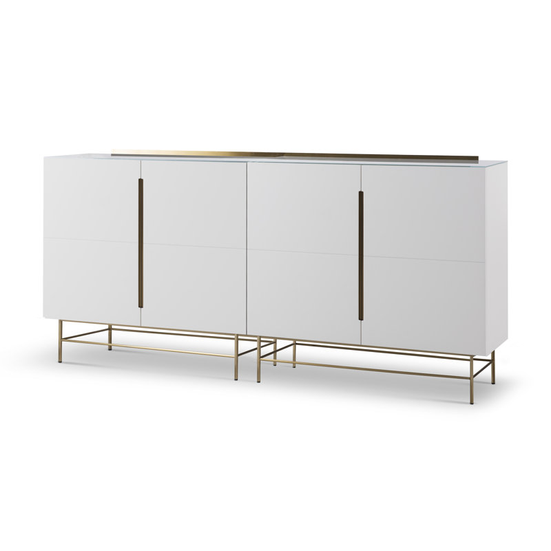 Nicholls 220cm Sideboard, White/Gold