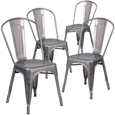 Guglielmo Clear Coated Metal Indoor Stackable Chair