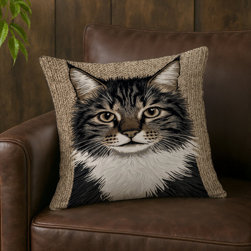 Coussin décoratif intérieur et extérieur Turkish Angora Cats, Carré 20 po, American Wirehair
