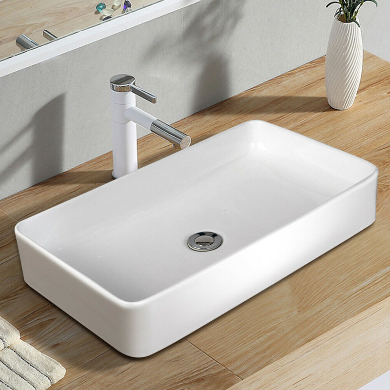 MD Bath 13.5'' White Ceramic Rectangular Bathroom Sink