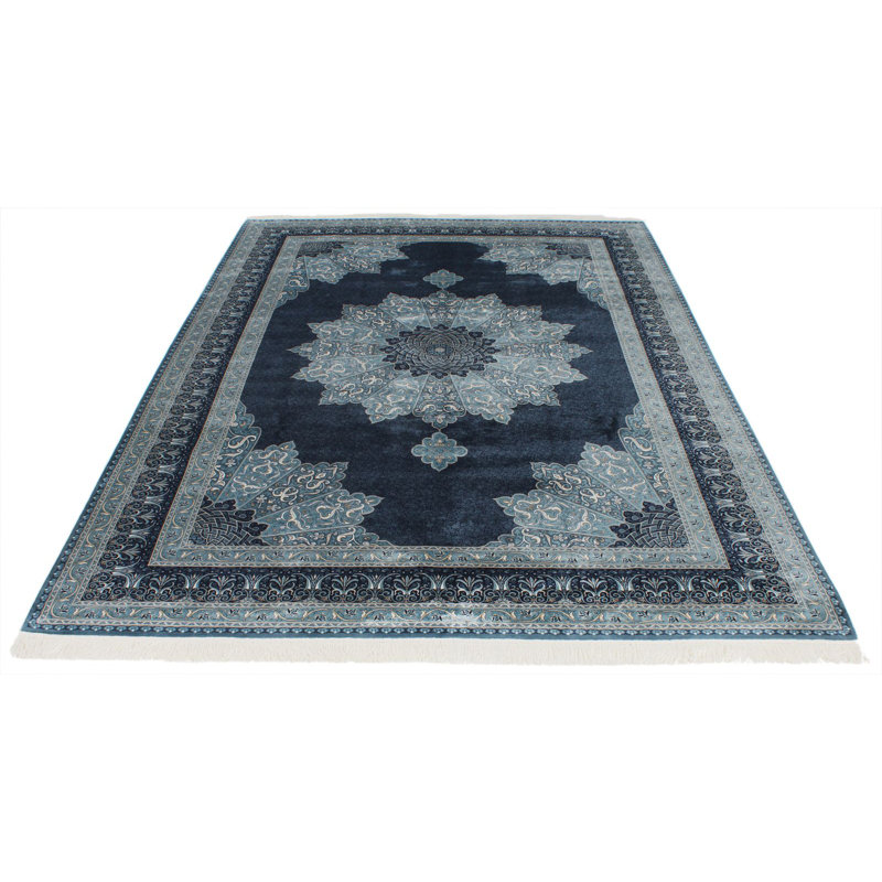 Tapis turc bleu et ivoire 7 x 7 x 7