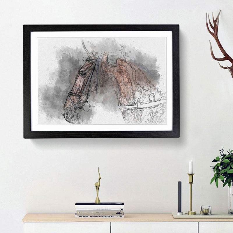 Horse Portrait in Abstract - Picture Frame Graphic Art Print, Black Framed, 27cm H x 36cm W x 2cm D