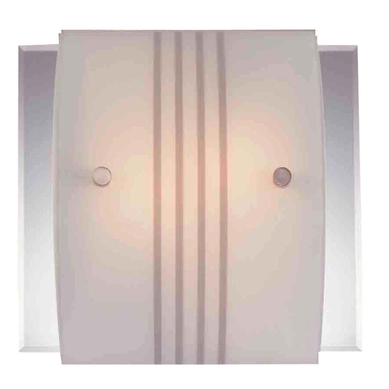 2-Light Fluorescent Brushed Nickel Wall Sconce with Hand Sandblasted Glass with Silkscreen Pattern