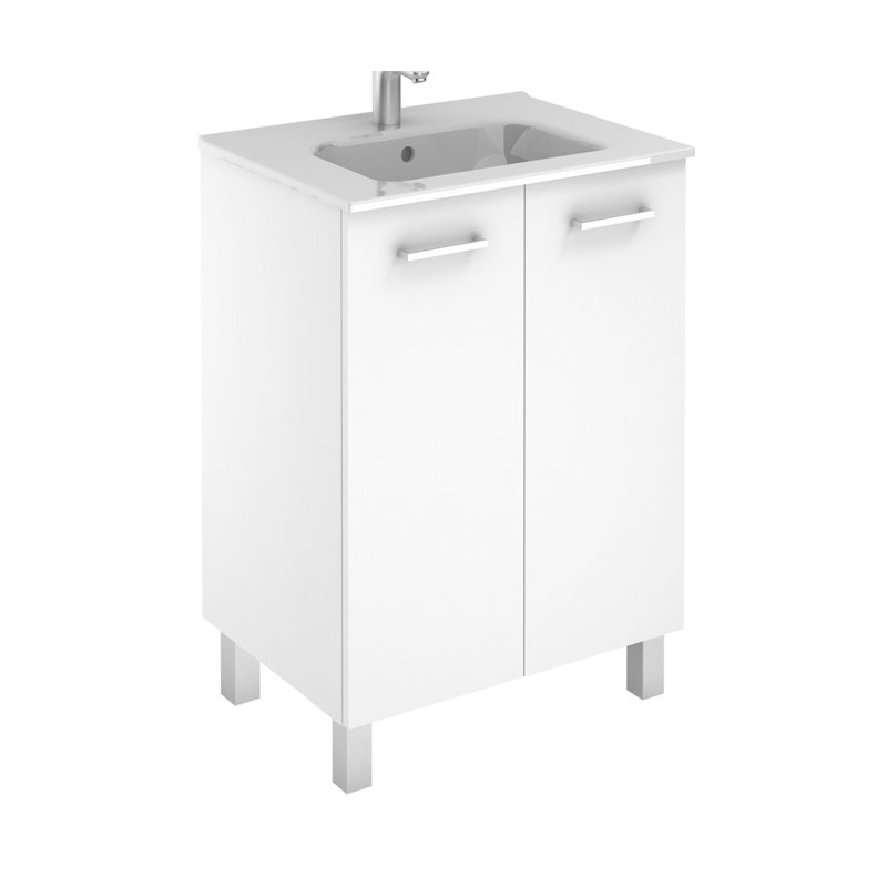 Logic 23.6'' Single Bathroom Vanity with Ceramic Top, Glossy White