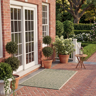 Cate Southwestern Dark Green/Beige Indoor / Outdoor Area Indoor/Outdoor Area Rug