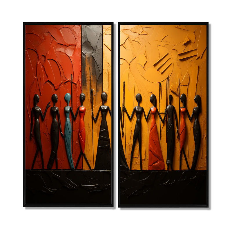 «African Tribal Rhythms», art mural tribal africain, H 40 po x l 40 po, Reproduction encadrée sans passe-partout, Noir